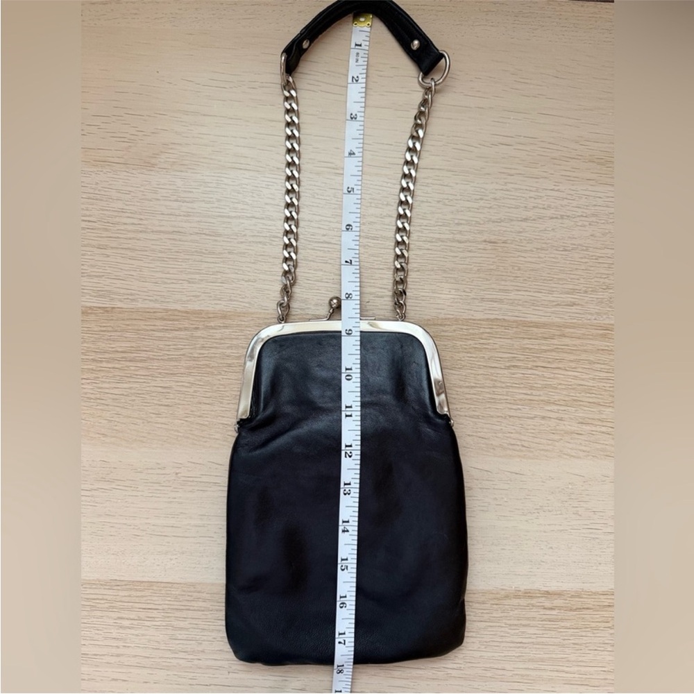 Nordstrom Black Leather Crossbody with Silver Chain and Frame Accents - Picture 7 of 9
